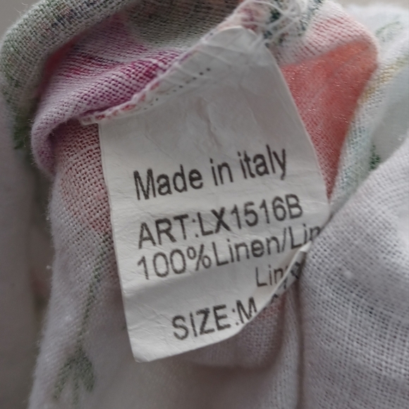 Lungo L'arno 100% Linen Botanical Floral Beachy Coastal Mini Dress - Picture 8 of 12
